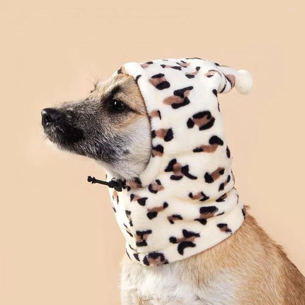 Abbigliamento per cani Cappello invernale Modello leopardo elegante PET con protezione per le orecchie al collo regolabile per cani gatti animali domestici