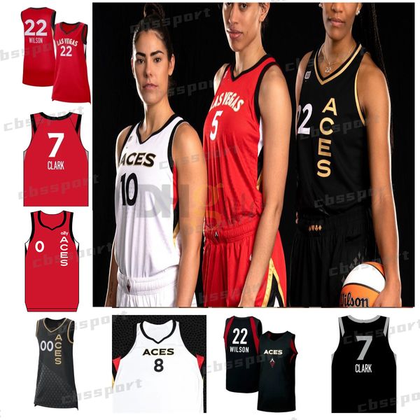 2024 Las Women Basketball Vegas Aces Trikot Kate Martin Elizabeth Kitley Angel Jackson Aja Wilson Kelsey Plum Jackie Young Che Lsea Gray Candace Parker