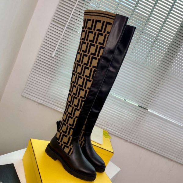 gucci gg Вы Botas altas de boots altos Boots Designer de bota sapatos de fábrica calçados de fábrica ROCKOKO-JACQUARD TECLARO TEQUE