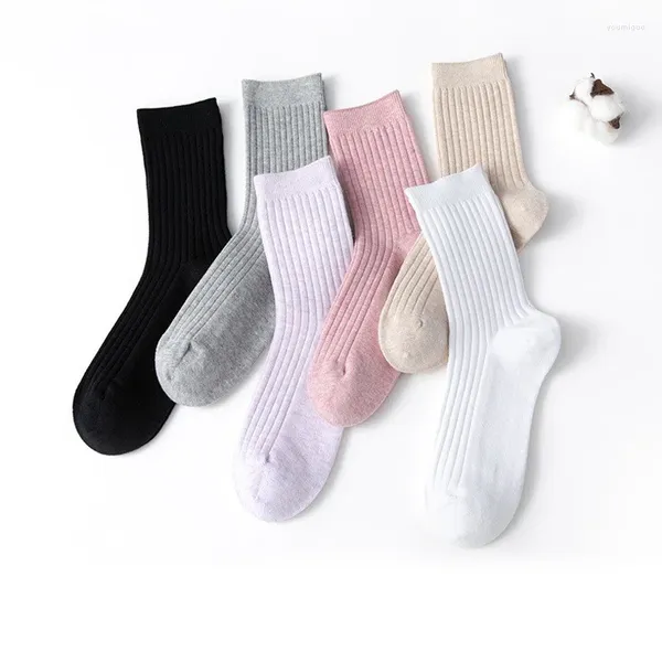 Kadın SOCKS 1 Lot 5 Çift Bahar Pamuk Renk Kış için Çok yönlü Dayanıklı Spor Elbise Hortum