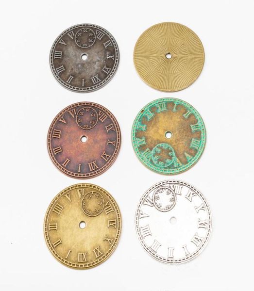 10pcs 4343 mm Antique a colori argento orologio rotondo incantesimo di ciondolo vintage in oro in bronzo per orecchino in bracciale collana gioielli fai -da -te m3636678