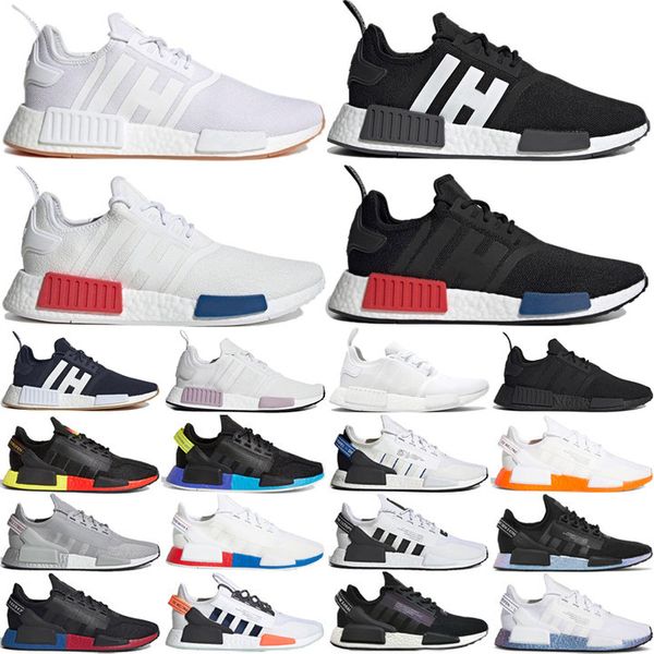 Designer tênis NMD R1 V2 Running Shoes PrimeBlue Sneaker Triple Black Goma Branco Vitória cinza Crimson Core Black Royal Casual Shoe Mens Womens Treinadores Q0MS#