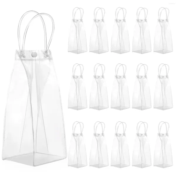 Sacos de armazenamento Bolsa de presente reutilizável PVC Bolsa transparente 15 peças O plástico transparente com alças