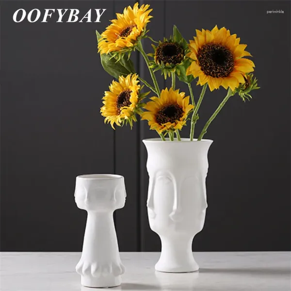 Vasen Keramik abstraktes menschliches Gesicht moderne einfache Blume Vase weiße Porzellan Wohnzimmer Arrangement Home Dekoration Ornamente