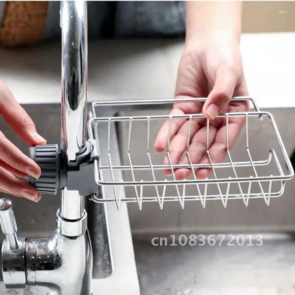 Paslanmaz çelik sabun bulaşık bezi paçavra sünger rafı ile mutfak depolama drenajı ayarlanabilir raf kuru sepet kaplama mali