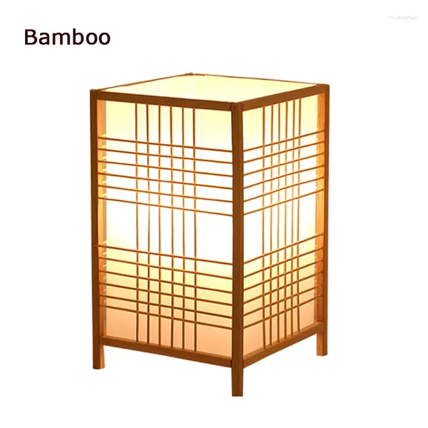 Masa lambaları bambu dokuma ürünler, yatak odası çalışma lambası başucu sanat sıcak dekorasyon masaüstü Japonca