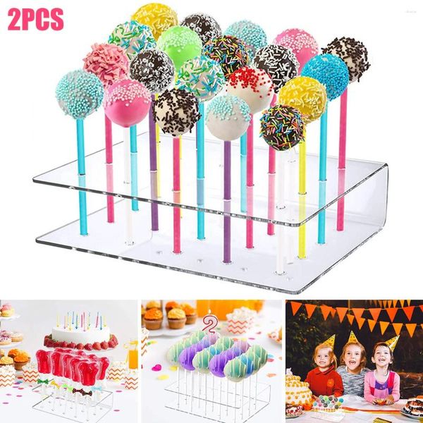 Bakeware Tools 2pcs 20 buracos Lollipop Stand Holder Transparent Bolo Display para festa de aniversário de aniversário decoração de doces de Natal