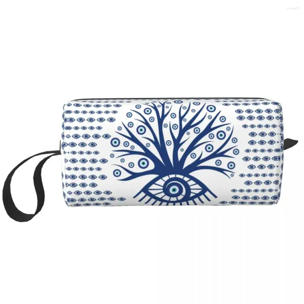 Borse di stoccaggio Viaggia Greek Evil Eye Eye Tree Mati Wake Matiasma On Turkish Cosmetic Makeup Organizer per Women Beauty Beauty Dopp Box Box