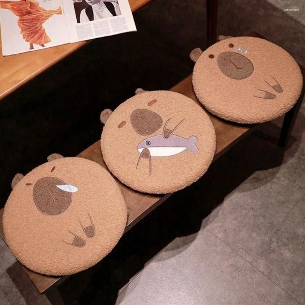 Travesseiro Capybara Pattern Seat fofo espessando espessamento redondo artefato sedentário algodão Bumat macio