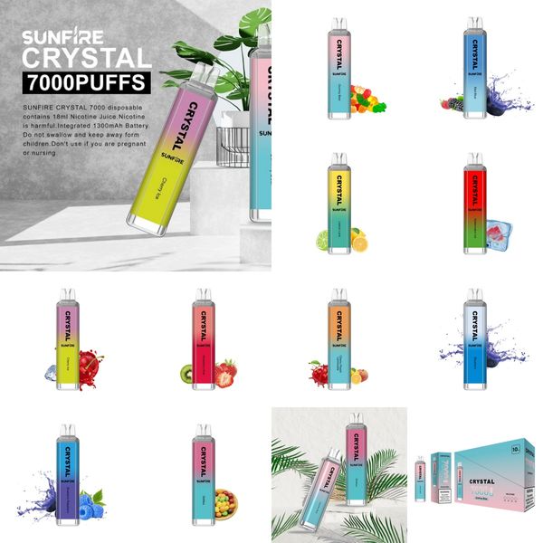 E Сигарета Puff 7000 Одноразовая вейп -ручка батарея Shisha Сигареты Tornado 7k 8k Puffs E Cigs Vapor 16ml 1300mh Sunfire Vape Оптовая низкая цена ручка Hot Италия