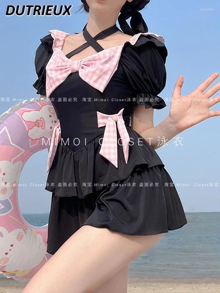 Giapponese carino vestito corto abito costume da bagno 2024 Summer Sweet Bow Design Lolita da bagno da bagno da bagno da bagno da bagno