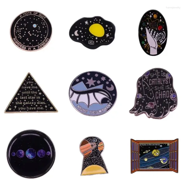 Broschen harte Emaille Pins Planet Star Lapel Pin Sterne Handöl Malerei Cartoon Raum Univers