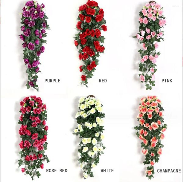 Dekorative Blumen 90 cm künstlich gefälschte Blume Rattan Rose Schießen Hochzeit Home Bar Wall Hanging Dekoration DIY Landschaftsbau