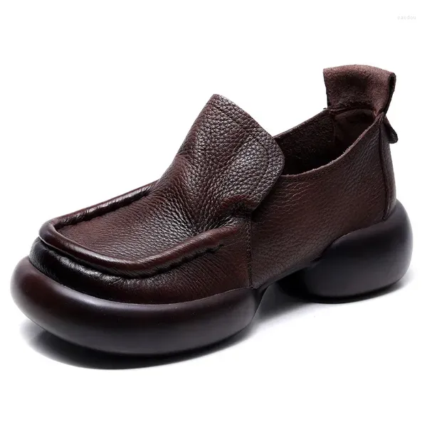 Sapatos casuais Plataforma feminina CHIDO Feminino de couro antiquado para os idosos