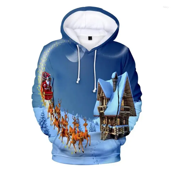 Party bevorzugt die Weihnachtspartei -Weihnachts -Sweatshirts 3D -Muster Schlitten Rentier Hoodie