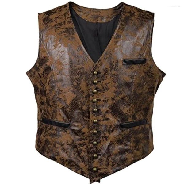 Giacche da uomo maschile campespunk costume gilet maniche per rivetti fulx in vetro cowboy cappotto chalecos para hombre