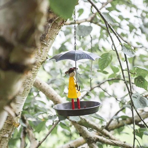 Outros pássaros fornecem a corrente de metal de alimentação exclusiva Conjunto de penduramento com design de guarda -chuva para meninas para decoração de jardim ao ar livre pátio fácil