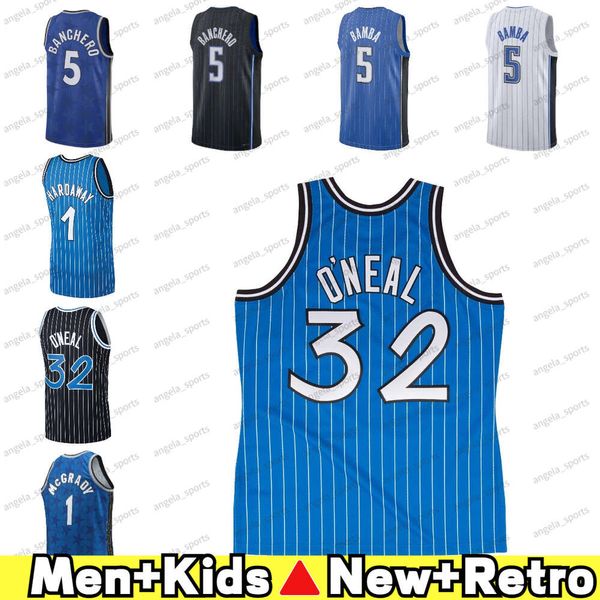 New Paolo Banchero Penny Hardaway Trikot Tracy McGrady 32 Shaquille Oneal Throwback White Blue Basketball Retro Trikots Ärmel -Jersey Herren Kinder