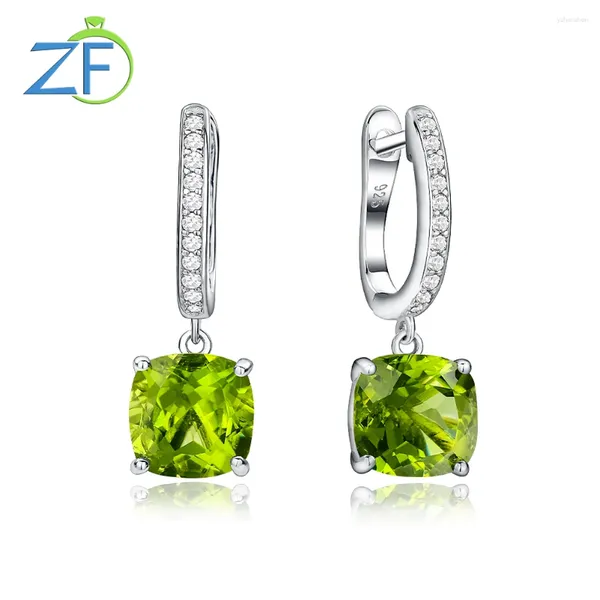 Orecchini a pennaglie GZ Zongfa Pure 925 Sterling Silve Cuscino Drop per donne Natural peridot Diamond 5ct pietra di lussuoso matrimonio gioiello