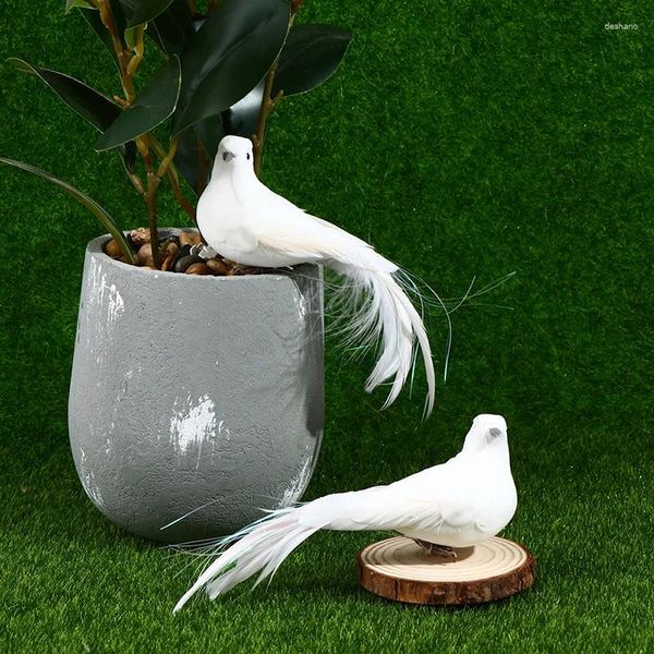 Decorações de jardim 2 pedaços de cauda longa de cauda de pombo de penas de penhas de decoração de pássaro, simule a paz em casa