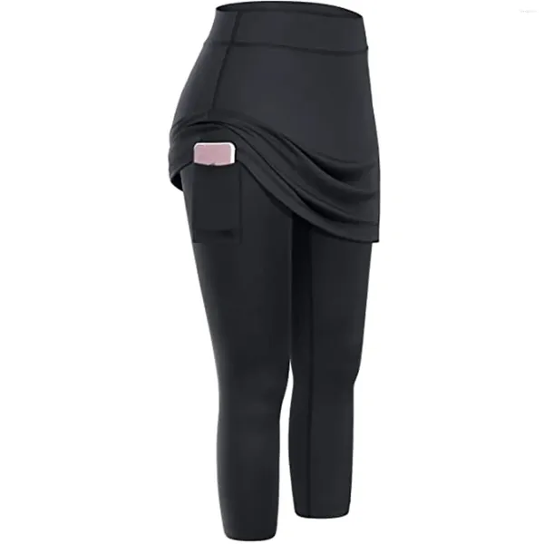 Damen -Leggings Elastische Yoga -Taschen Tennis Capris Sports verkleinert Frauen joggen Legging Fitness Röcke Hosen mit