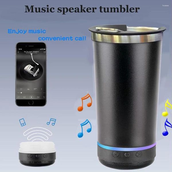 Kaffeetöpfe 16oz Bluetooth -Lautsprecher Isolierte Tassen Edelstahl Bier Tasse Tragbarer Außenwagen Eis mit Flaschenöffnung