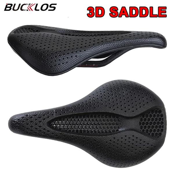 Bucklos 3D Sattel Carbon MTB Fahrrad Sitzpolster Ultrilight Atmungsfreies Hohldesign Fahrrad Sattel 3D -Druckstraßenfahrrad Teile 240507