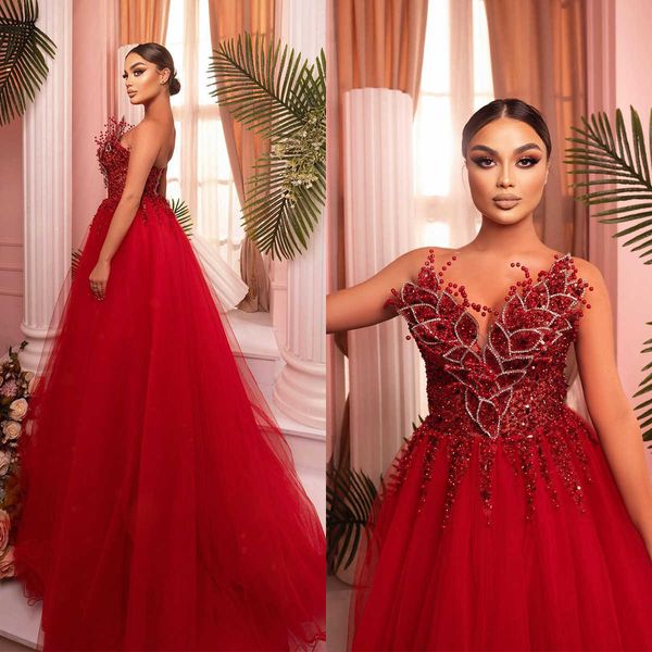 A-line PROM Vestres Apliques Minchas Designer de lantejoulas Sweetheart Backless Tulle Sweep Train Custom Made Plus Size Gorgeous Party Evening Dress Vestido de Noite