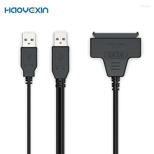 Cabos de computador USB 2.0 para SATA 2,5/3,5 polegadas Adaptador de disco rígido SSD Cabo de conversor de energia externa para laptop para desktop