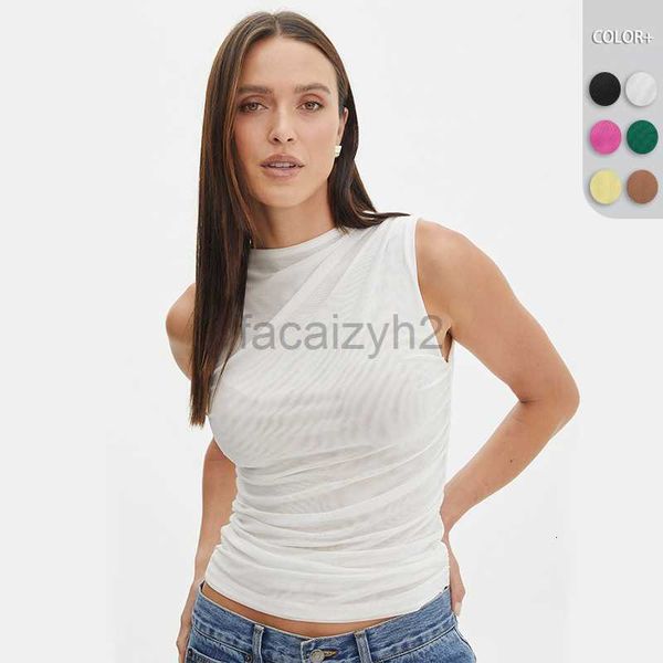 Camiseta feminina camisetas sexy spring/verão de ponta de alta feminina usam nova malha slim fit mangas mangas tanques internos tanques puramente desejados menina picante y2k top top