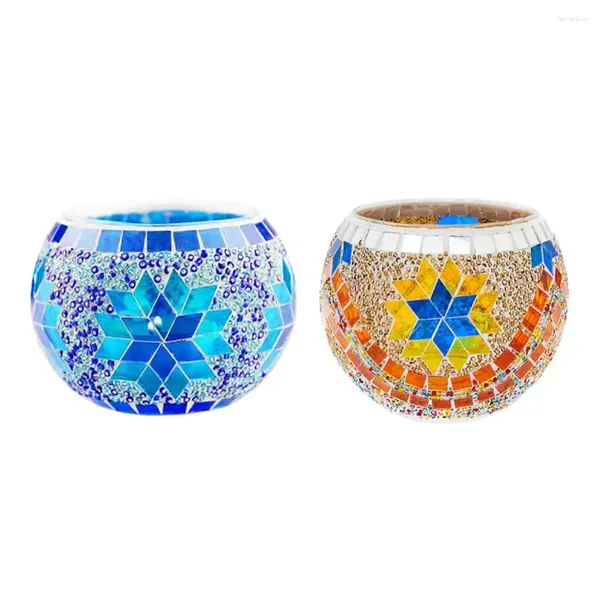 Titulares de vela Nórdicos portador de vidro de mosaico Votivo Luz de Candelas Candelabra Candelabrum Candelas Jar Partido Ornamento