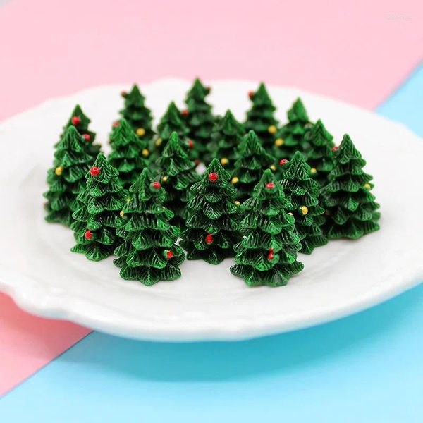 Estatuetas decorativas 20pcs 3d Miniature Xmas Tree Fairy Garden Acessórios para jardim de terrário diy suprimentos de decoração de natal 18 27mm