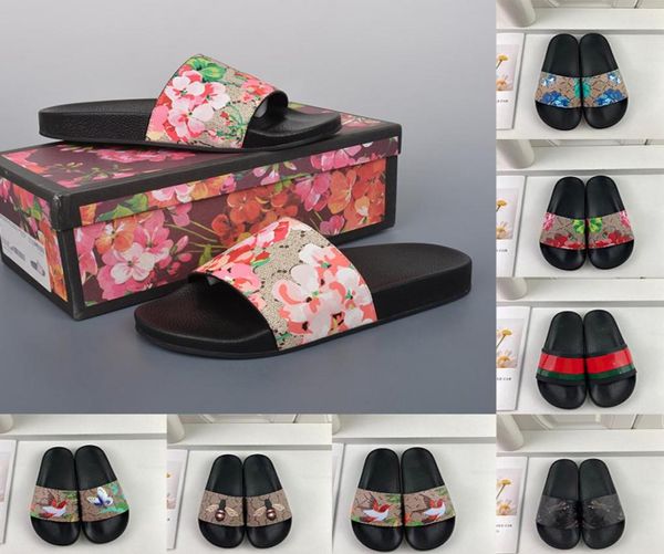 Grande tamanho 3648 sandálias para homens mulheres borracha lobo floral tigre bordado designer plano slides de verão na casa de praia sapatos de praia scu1385022