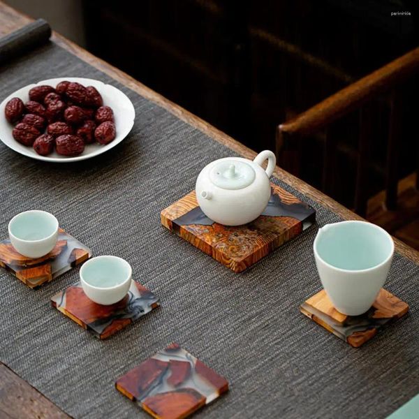 Tavolo tavolo tè in stile giapponese buon calore isolamento naturale a tazza di resina a tazza di guarnizione creativa per la cerimonia