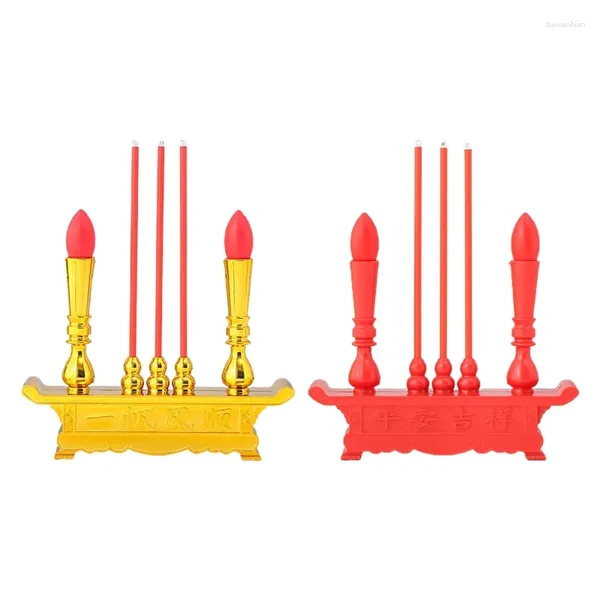 Titulares de velas d08d altar budista elétrico LED Bateria leve simulação incenso queimador de incenso decoração de desktop chinês