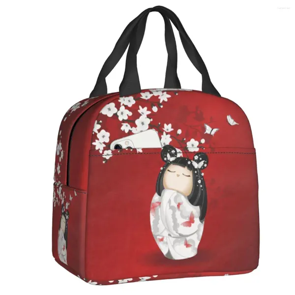 Bolsas de armazenamento Kokeshi Doll Cherry Blossom