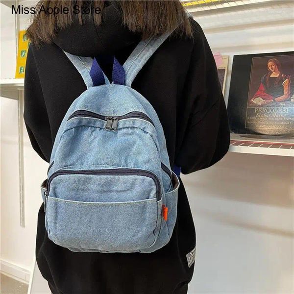 Backpack da escola Backpack Gift exclusivo para jovens mini jeans feminino de bordado personalizado nomes de moda versátil