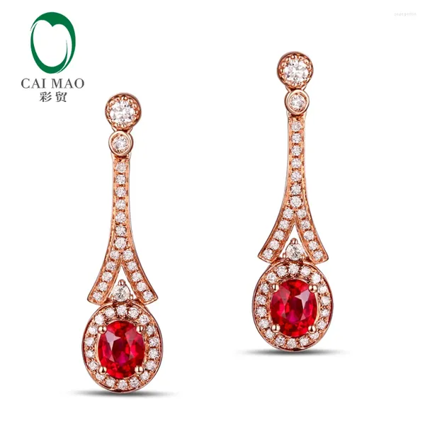 Gestüt Ohrringe Caimao 18kt/750 Roségold 1.18ct Natural Red Ruby 0.44ct Round Cut Diamond Engagement Edelstein Schmuck Schmuck