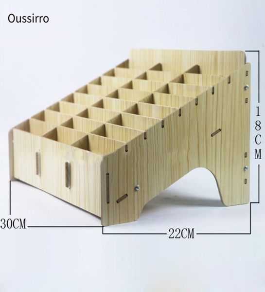 Scatola di archiviazione per la gestione dei telefoni cellulari in legno Creative Desktop Office Meeting Finitura della griglia Multi Cell Telefon Shop Display9507522