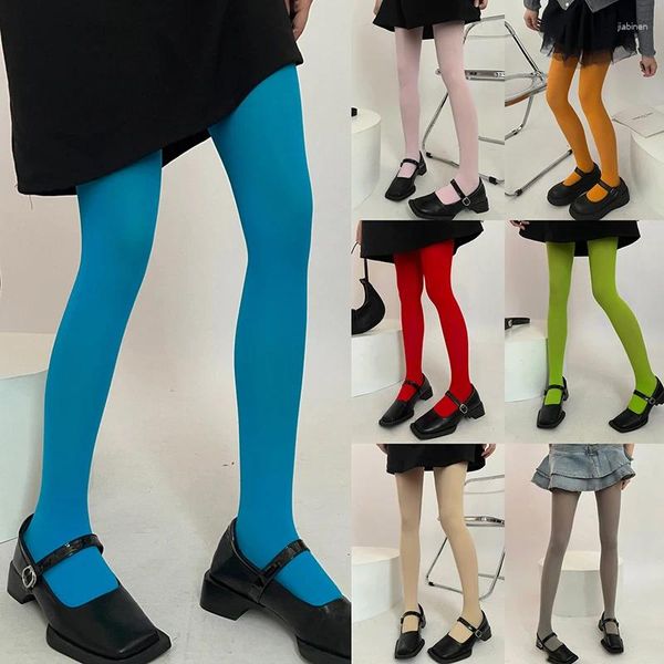 Kadınlar SOCKS Seksi Şeker Renk Yarı Opak Tayt Pantyhose Moda Elastik Dikişsiz Uzun Çoraplar Çorap