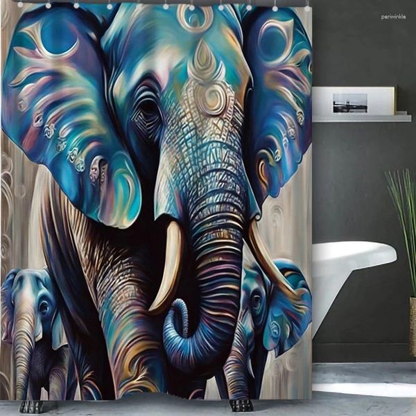 Cortinas de chuveiro Curtain 3D Elefante Cortina de banheiro Cartas de banheiro à prova d'água com 12 ganchos peixes home déco navio grátis