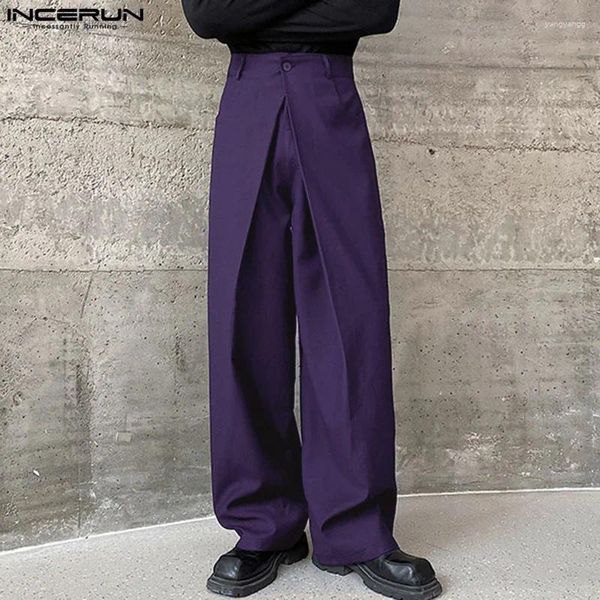 Мужские брюки Incerun Men Cold Color Button Joggers свободные плиссированные широкоизму