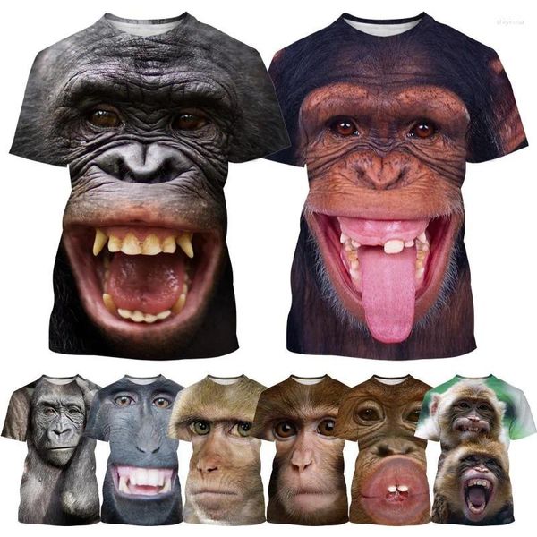Erkek Tişörtleri Moda Sıradan Orangutan Maymun T-Shirt 3D Baskı Komik Hip-Hop Hayvan Kişilik