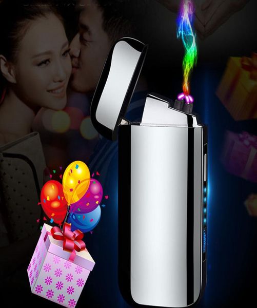 Creative Fashion Luxury Patente Plasma Dual Arco Duplo eletrônico USB Cigarro Recarregável Touch Touch Control Power Display4338981