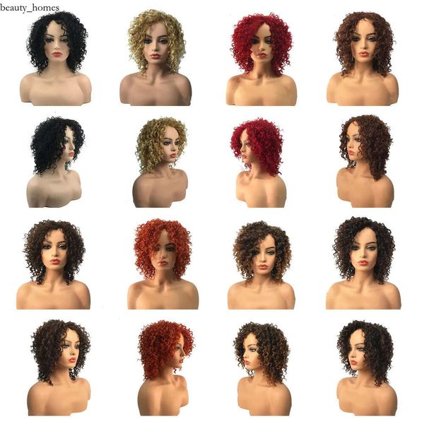 Shortwig Short High Caffice Wigs Pixie Short Wigs Human Hair Hair's Women's Curly Wig Holdy Wice Wig Naturally Curly Synthetic Teatrestaint Craid Полный парик с челкой 806