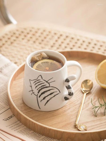 Canecas Coffee de café Chefe de café da manhã Cerâmica leite de animal fofo cauda água capacidade 320 ml estilo japonês