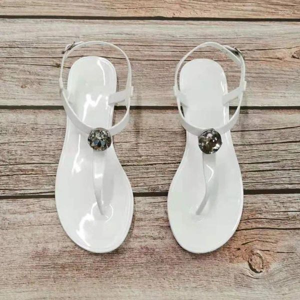 Sandalet Kadın Yaz Moda Rhinestone Plaj Ayakkabıları Şeffaf PVC Jelly Sandal Beyaz Siyah Kadın Büyük Boyut 41 42