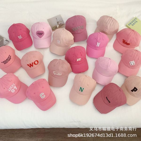 Meninas chapéu de beisebol da moda meninas coração rosa crianças côncavas letra estilosa letra bordada solar luminária de pato 240408
