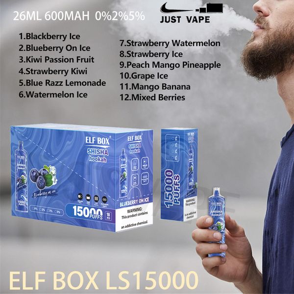 Elf Box LS15000 Puff Shisha Hookah 0% 2% 5% recarregável 12 sabores