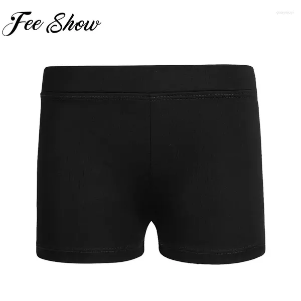 Shorts Feeshow Kids Girls Low Rise Pants para Child Yoga Ballet Dance Ginástica Folas de Vida de Verão Ginásica